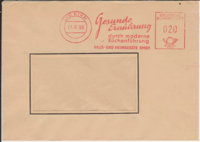 Firmenbrief mit Freistempel / AFS Kirn, Gesunde Ernährung, Hausgeräte, 1959