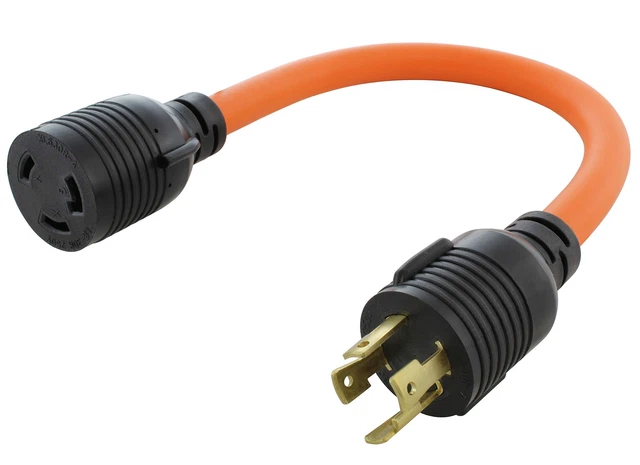 4-Prong 30Amp 125/250Volt NEMA L14-30P Locking Plug to L6-30R 30Amp