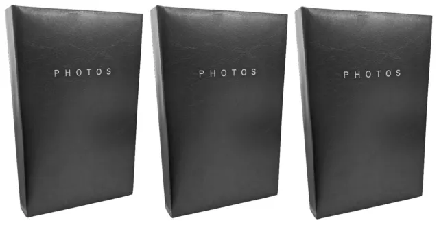 3 Black Flip Photo Albums 16cm x 27cm Each Holds 80 x 6"x 4" Slip In Photographs