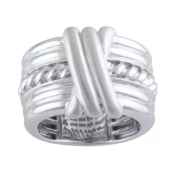 Judith Ripka Sterling Silver Love Knot Wide Band Ring for Women