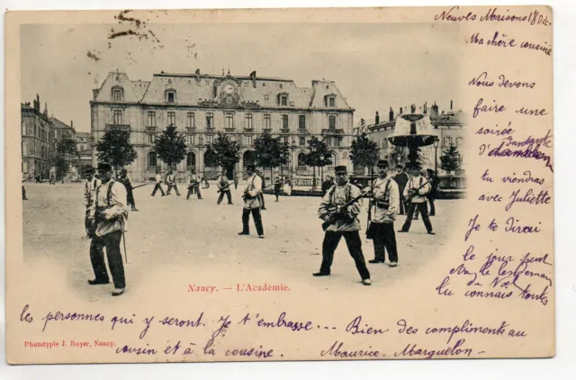Theme MILITARY LIFE - BARRACKS - CPA 54 - NANCY - soldiers place Carnot l'Academie