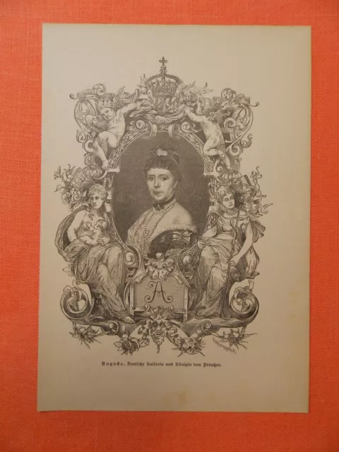 Augusta Deutsche Kaiserin und Königin von Preußen Preussen Holzstich 1894