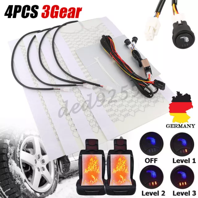 4x Universal Auto Carbon Sitzheizung Heizmatten Nachrüstsatz 3 Stufen Schaltung