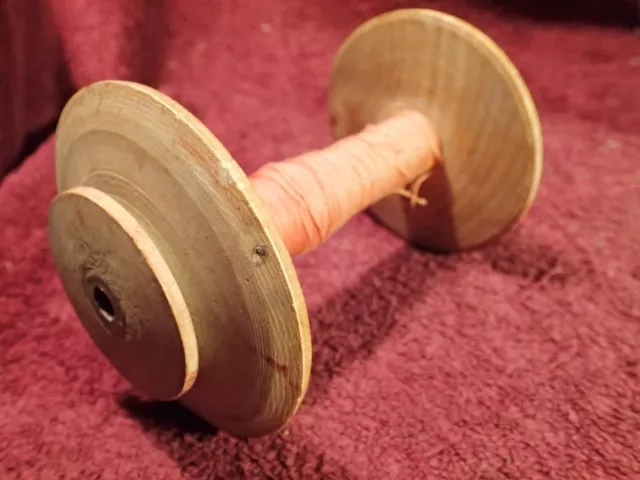 Carrete De Bobina Volador De Rueda Giratoria Antiguo Hecho A Mano Sueco