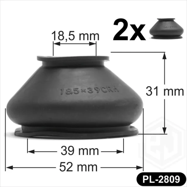 2 x UNIVERSAL TRACK ROD END BALL JOINT RUBBER DUST BOOT COVERS GAITERS 18,5/39mm