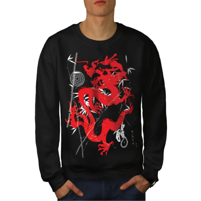 Wellcoda Fantasy Dragon Mystic Mens Sweatshirt, Asia Casual Pullover Jumper