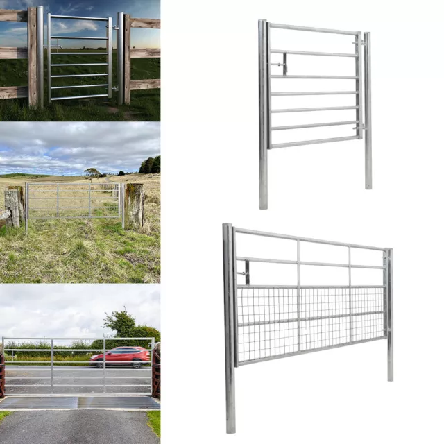 3-12ft Galvanised Field Farm Equestrian Entrance Gate Dog Lamb Fence Cross Bar