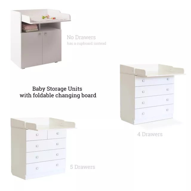 Baby Storage Unit / Chest with Built in Changing Unit with or without Drawers