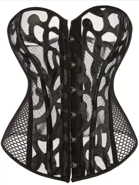 Sexy Fishnet KORSAGE SCHWARZ Grösse L Korsett BDSM Steampunk Outfit