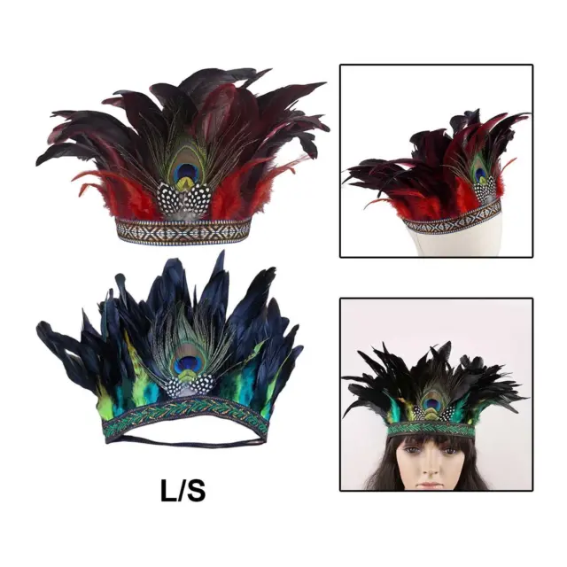 Feather Peacock Costume Decorative Crown Headdress for Burlesque Party Party