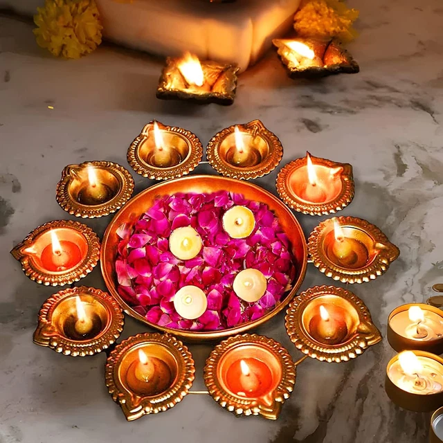 Urli Bowl for Home Decor Decorative Diya Flower Shape Flower | Diwali Decoration