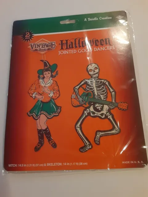 2 Beistle Halloween Jointed GOGO Dancers 1966 2019 Diecuts Die Cut Outs New Pack
