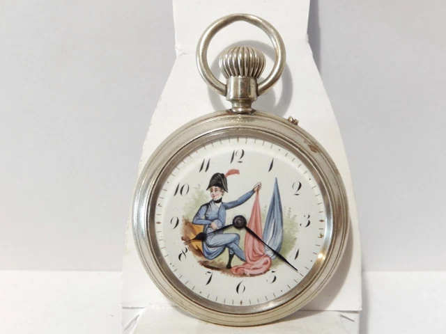 Antico orologio da tasca primi del 900 con QUADRANTE DIPINTO A MANO
