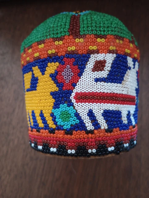 Huichol/Wixáritari Mexico Hand Carved & Beaded Wood Talisman with Horses