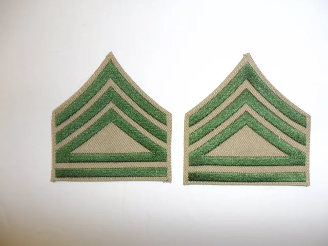 b2056p WW2 USMC Technical Sergeant Rank Summer khaki embroidered pair R7A