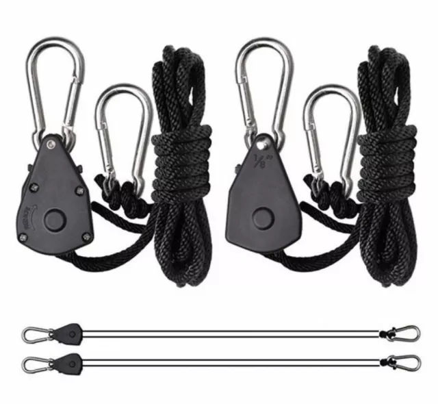 Hydroponics Rope Ratchets Pair Grow Light Hangers Holds 68 Kilos Adjustable 68KG