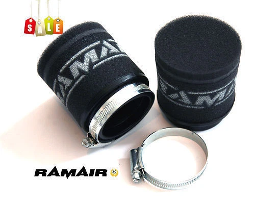 Filtro Aria Ramair MR-006 Per Motociclette | Doppio Strato Schiuma | Diametro 48mm | Massimo Flusso D'Aria