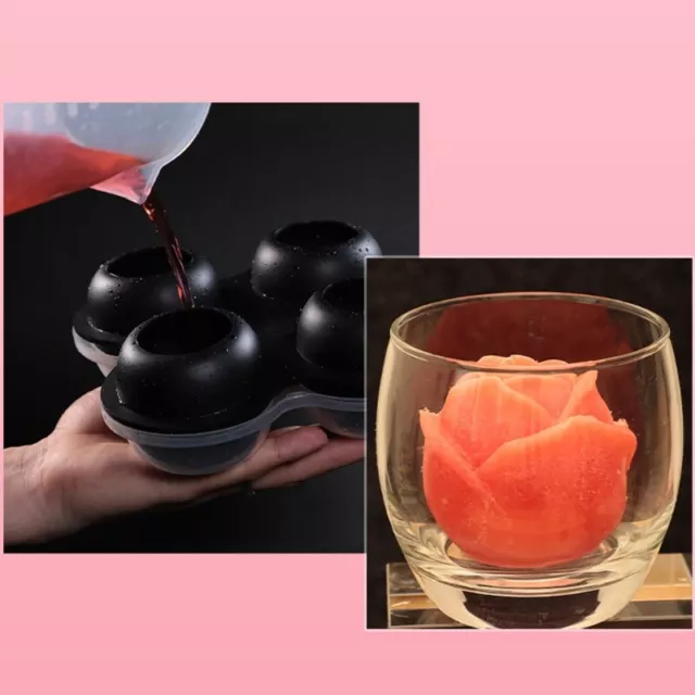 3D Rose Ice Cube Mold Silicone Rose Flower Ice Cubes for Whiskey Cocktai