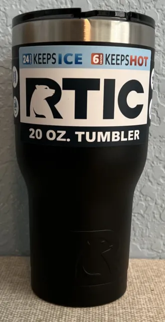 RTIC 20 oz Tumbler Hot Cold Double Wall Vacuum Insulated 20oz Charcoal Black