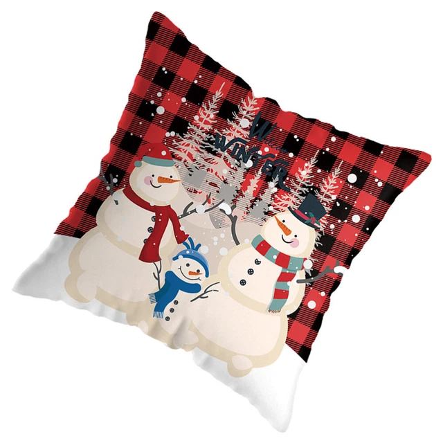 Funda de cojín de Navidad de felpa fundas de cojín muñeco de nieve cojín