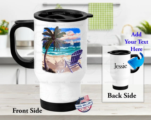 Beach Vacation Sailboat - Stainless Steel Thermal 14oz Insulated Travel Mug