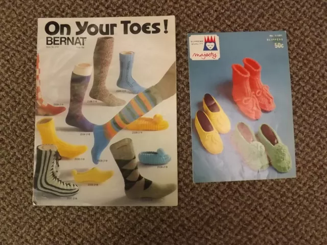 Super Cool Vtg 1970s 25 SOCKS & SLIPPERS KNITTING PATTERNS Retro Mod Groovy Mad