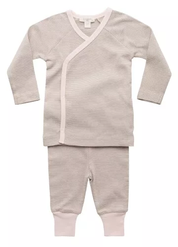 Organic Cotton Pure Baby Pink Stripe Baby Kimono Set 2 Piece Pants Top Sale