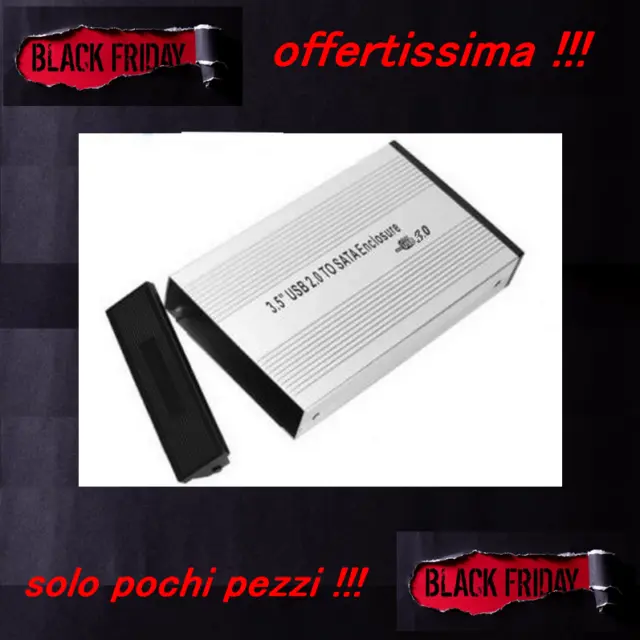 CASE BOX HDD ESTERNO x HARD DISK 3.5 SATA USB 3.0 ALLUMINIO ALIMENTATORE grigio