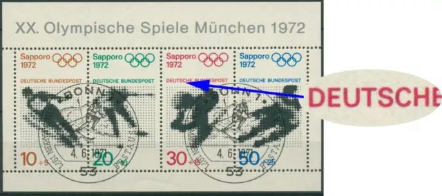 Bund 1971 Olympiade 1972 Plattenfehler Block 6 f C gestempelt ESST (C11032)