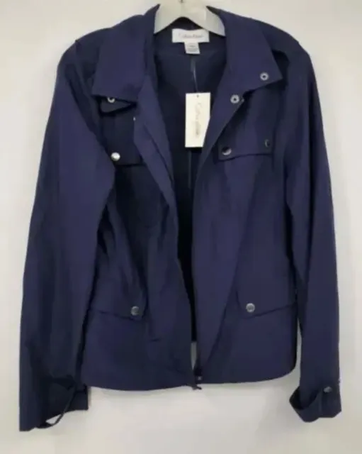 NEW Women’s Calvin Klein Casual Dark Blue Windbreaker ZipUp Jacket Size Med