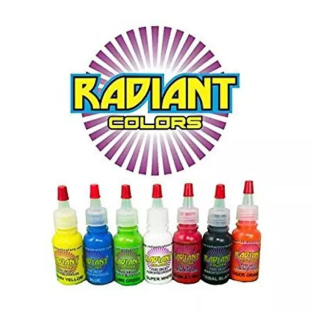 Radiant Colors Primary 7 Color Tattoo Ink Set - 1/2Oz Bottles