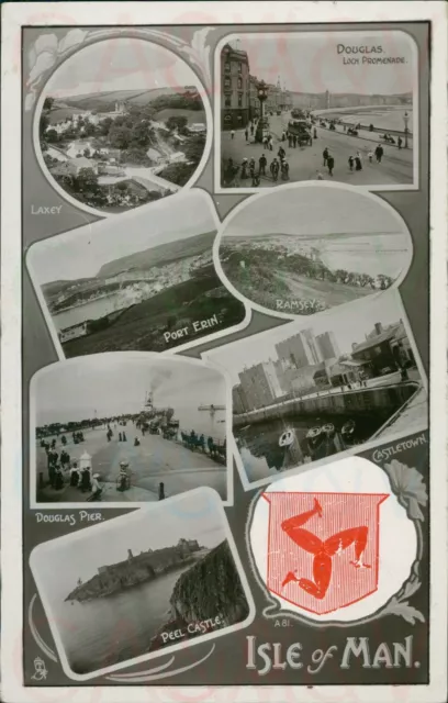 Isle Of Man IOM 7 views Douglas, Peel Castle Etc 1921 Real Photo Tucks View card