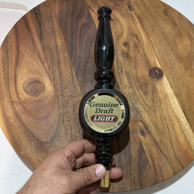 Miller Genuine Draft Light Beer Tap Handle 12" Tall Black Three Sided