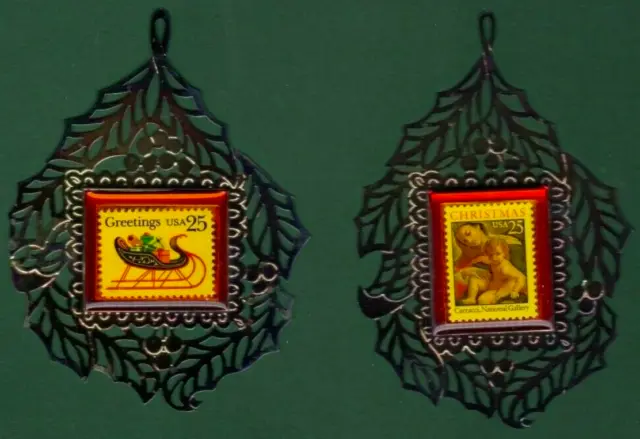 Christmas Ornaments USPS Official Vintage Postage Stamp Type of  1989