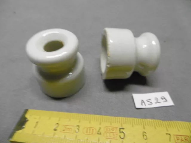 Antique insulators (2) in white porcelain Ø 30 mm made in France (AS29)