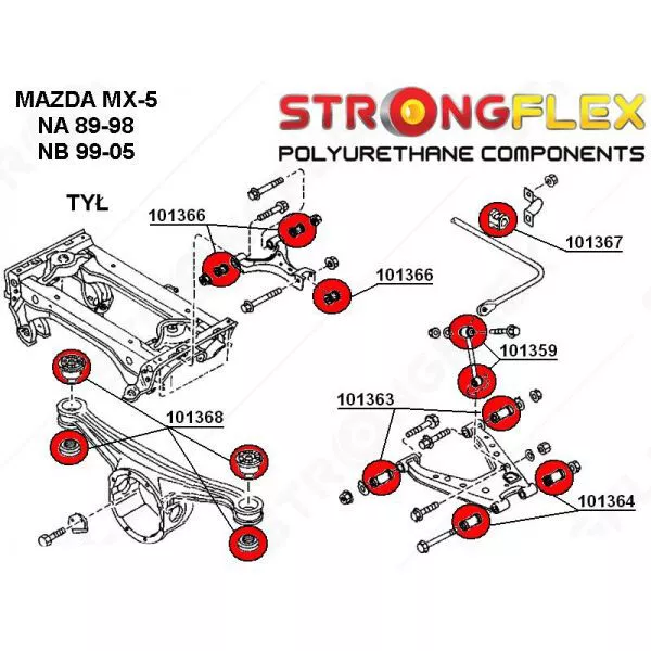 Mazda MX-5 NA, NB silent blocs de montage de différentiel arrière NA01-28-890 2