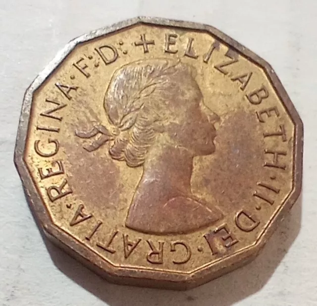 Three Pence 1964 UK GB Coin Elizabeth II