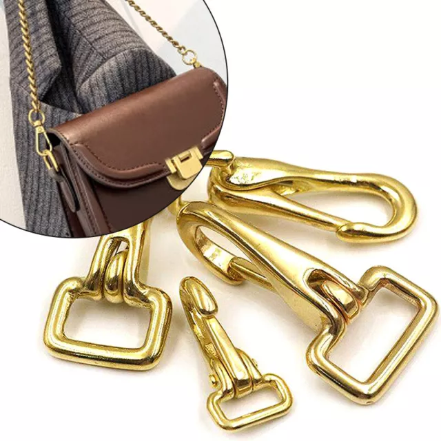 1PC Brass Leather Bag Strap Webbing Clips Lobster Clasps Solid Keyring Hook Snap