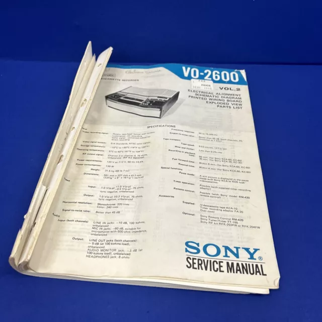 Sony VO-2600 VCR Service Manual Original READ!!!!