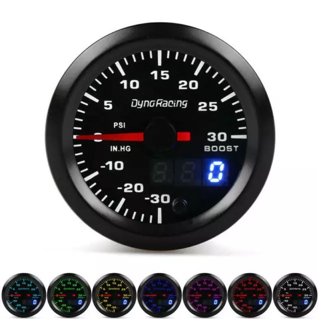 2" 52mm Digital & Pointer 7 Color LED Car Turbo Boost Meter Psi Pressure Gauge