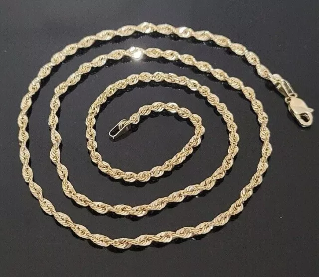 10K Yellow Gold 1.5mm-5mm Laser Diamond Cut Rope Chain Pendant Necklace 16"- 24" 2