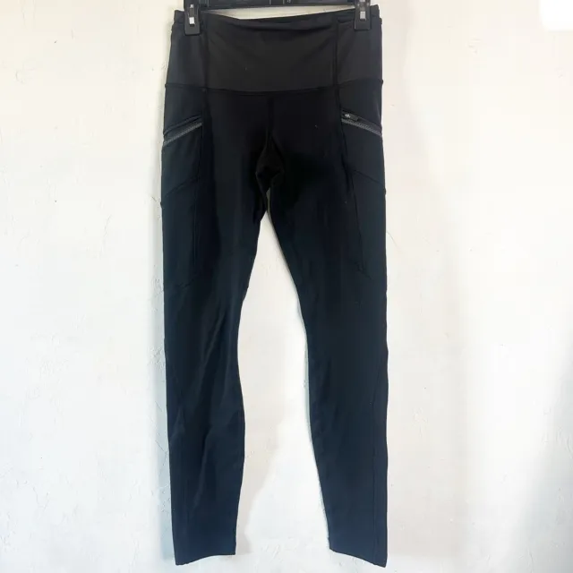 Lululemon Black Grey Side Panels & Zip Up Pockets Leggings Pants