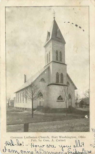 Ohio, OH, Port Washington, German Lutheran Church 1907 UDB Postcard