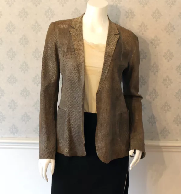 Women's Designer Salvatore Santoro Brown Pierced Leather Jacket S/M