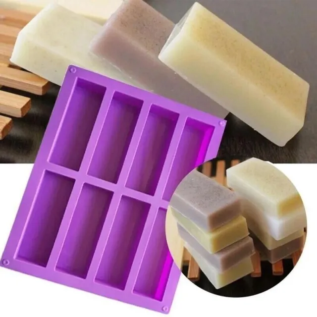 8-Cavity Silicone Rectangle Cake Mold Chocolate Baking Tray Ice Cube Soap Mould