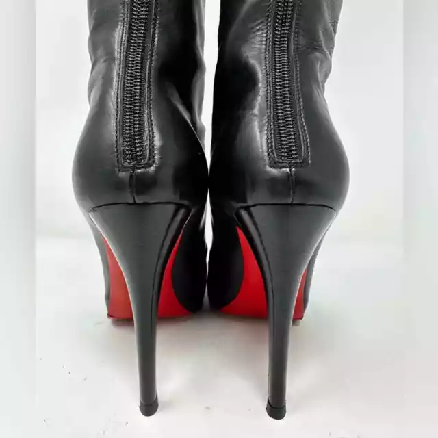 CHRISTIAN LOUBOUTIN ALTA Ariella Black Leather Knee High Boots $650.00 ...