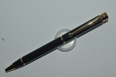 Vintage Ballpoint Black Color With Polished Brass Fittings Works All Metal Pen
