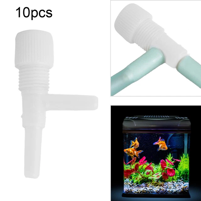 10Pcs Plastic Aquarium Fish Tank 3 Way Air Pump Control Valves White USA