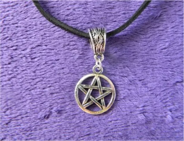 Antique Silver Plated Pentagram Necklace Pendant - Protection