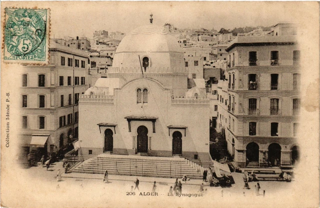 PC CPA JUDAICA, ALGER, LA SYNAGOGUE, Vintage Postcard (b20138)